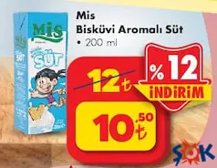 MİS BİSKÜVİ AROMALI SÜT 200 ML fiyat ve kampanya bilgisi
